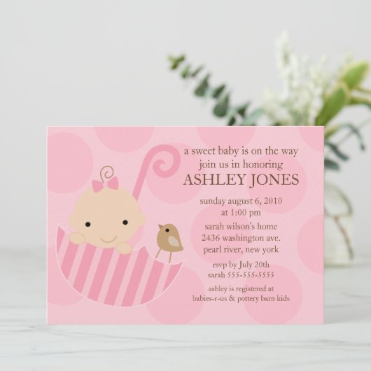 Schattige Baby Uitnodiging Baby shower (Staand voorkant)