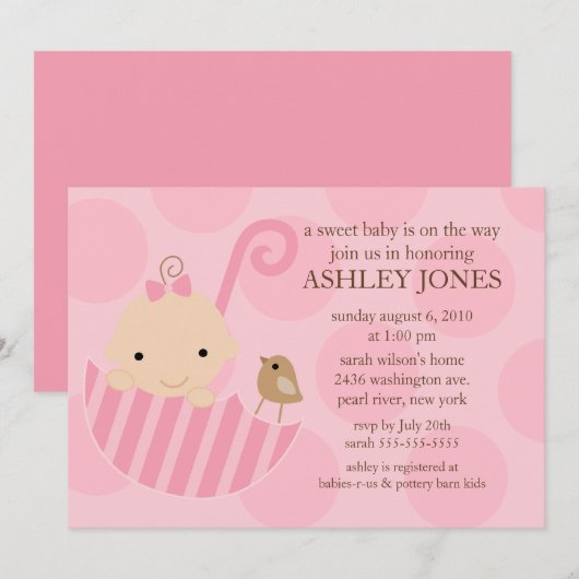 Schattige Baby Uitnodiging Baby shower (Voorkant / Achterkant)