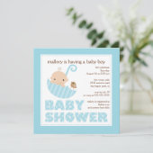 Schattige Baby-Umbrella Boy-Baby shower Kaart (Staand voorkant)