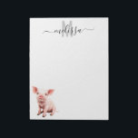 Schattige Baby Varken Waterverf Monogram Naam Noti Notitieblok<br><div class="desc">Dit ontwerp kan op het gebied worden gepersonaliseerd dat door de foto en/of tekst te veranderen wordt verstrekt. Of het kan worden aangepast door te klikken deze Sjabloon personaliseert en dan de klik te kiezen om verdere optie aan te passen en de kleur van de achtergrond te schrappen of te...</div>