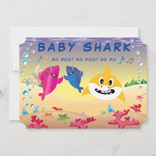 Schattige 🦈 Baby Verjaardag Shark Ocean Party Kaart (Voorkant)