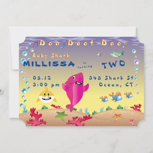 Schattige 🦈 Baby Verjaardag Shark Ocean Party Kaart (Achterkant)