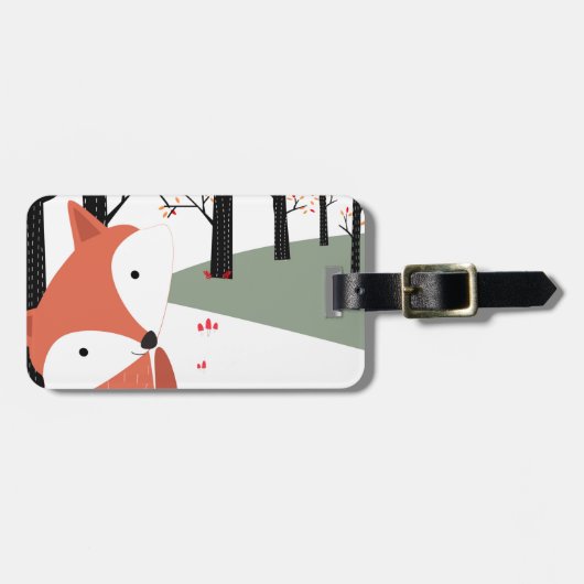 schattige baby vos-wolf glimlach blij in tuin bagagelabel (Voorkant horizontaal)