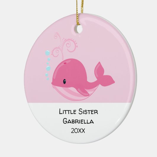 Schattige Baby walvis Kleine zuster Kerstmis Keramisch Ornament (Links)