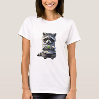 Schattige baby wasbeer in hoodie met sterrenpatroo t-shirt