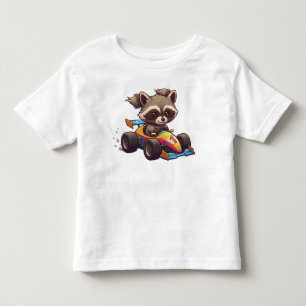 Schattige baby wasbeer raceauto bestuurder kinder shirts