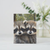 Schattige baby wasberen briefkaart (Staand voorkant)