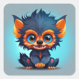 Schattige baby weerwolf vierkante sticker