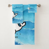 Schattige Baby Whale - Kawaii Zee Creature Line Ar Bad Handdoek (Insitu)