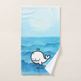 Schattige Baby Whale - Kawaii Zee Creature Line Ar Bad Handdoek
