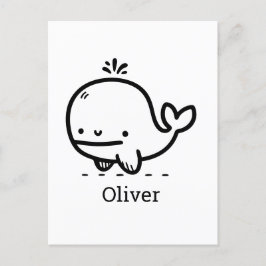 Schattige Baby Whale - Kawaii Zee Creature Line Ar Briefkaart