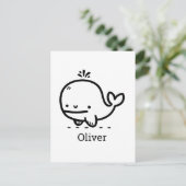 Schattige Baby Whale - Kawaii Zee Creature Line Ar Briefkaart (Staand voorkant)