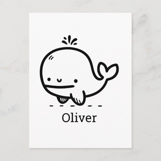 Schattige Baby Whale - Kawaii Zee Creature Line Ar Briefkaart (Voorkant)