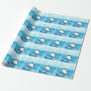 Schattige Baby Whale - Kawaii Zee Creature Line Ar Cadeaupapier