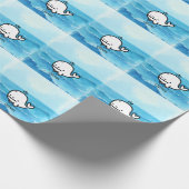 Schattige Baby Whale - Kawaii Zee Creature Line Ar Cadeaupapier (Hoek)