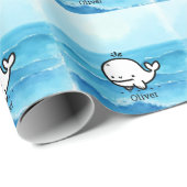 Schattige Baby Whale - Kawaii Zee Creature Line Ar Cadeaupapier (Rol Hoek)