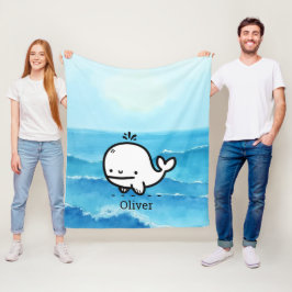 Schattige Baby Whale - Kawaii Zee Creature Line Ar Fleece Deken