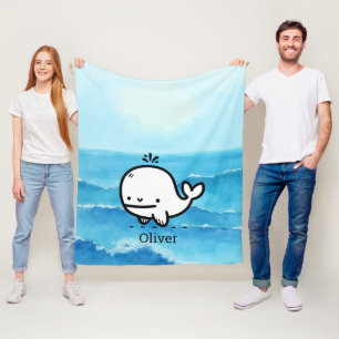 Schattige Baby Whale - Kawaii Zee Creature Line Ar Fleece Deken