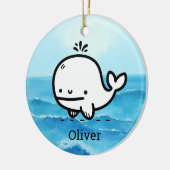 Schattige Baby Whale - Kawaii Zee Creature Line Ar Keramisch Ornament (Links)