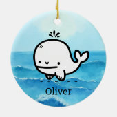 Schattige Baby Whale - Kawaii Zee Creature Line Ar Keramisch Ornament (Achterkant)