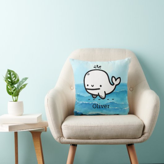 Schattige Baby Whale - Kawaii Zee Creature Line Ar Kussen (Stoel)
