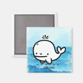 Schattige Baby Whale - Kawaii Zee Creature Line Ar Magneet (Voorkant / Achterkant)