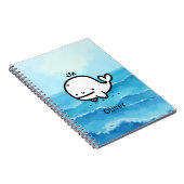 Schattige Baby Whale - Kawaii Zee Creature Line Ar Notitieboek (Rechterzijde)
