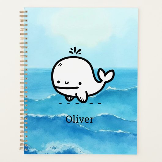 Schattige Baby Whale - Kawaii Zee Creature Line Ar Planner (Voorkant)