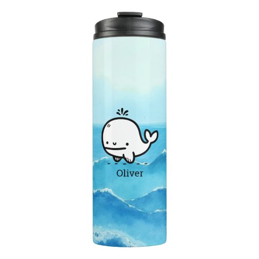 Schattige Baby Whale - Kawaii Zee Creature Line Ar Thermosbeker (Voorkant)