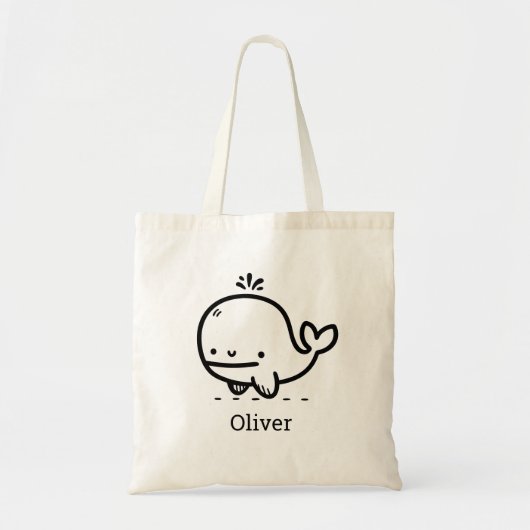 Schattige Baby Whale - Kawaii Zee Creature Line Ar Tote Bag (Voorkant)