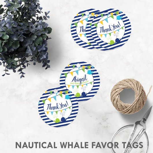 Schattige Baby Whales Baby shower (2-zijdig) Dank Bedankjes Labels