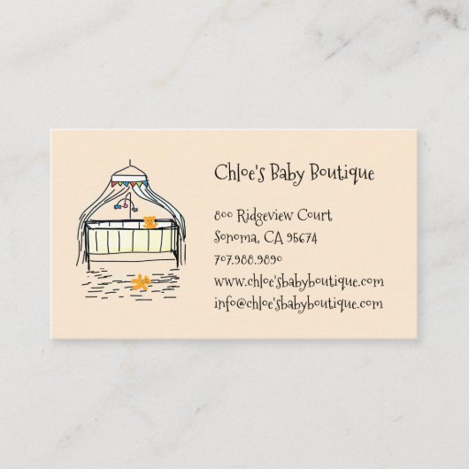 Schattige Baby Wieg Baby Boutique Visitekaartje (Voorkant)