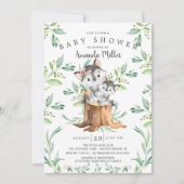Schattige Baby Wolf en mam Baby shower Uitnodiging (Voorkant)