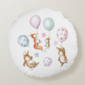 Schattige Baby Woodland dierenkussen Rond Kussen (Achterkant)