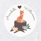 Schattige Baby Woodland Forest Dieren & Monogram Labels (Design 1)