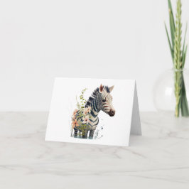 Schattige Baby Zebra met Bloemen BLANK Kaart