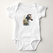Schattige Baby Zebra met bloemen