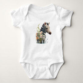Schattige Baby Zebra met bloemen Romper
