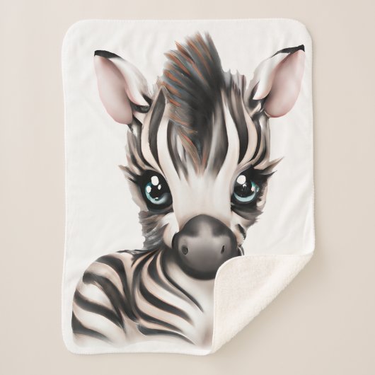 Schattige Baby Zebra Sherpa Deken (Voorkant)