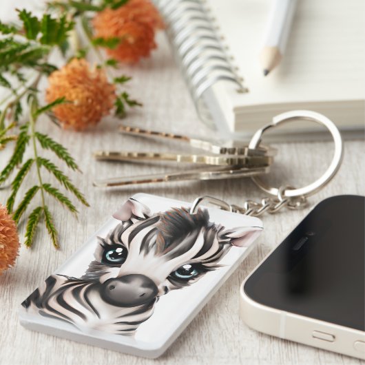 Schattige Baby Zebra Sleutelhanger (Voorkant Rechts)