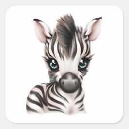 Schattige Baby Zebra Vierkante Sticker