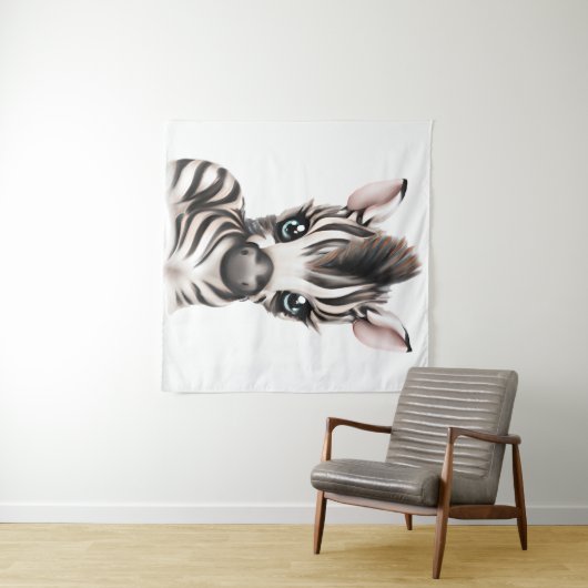 Schattige Baby Zebra Wandkleed (In Situ (horizontaal))