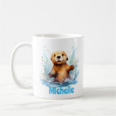 Schattige Baby Zee Otter in Water Splashes Geperso Koffiemok (Links)