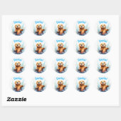 Schattige Baby Zee Otter in Water Splashes Geperso Ronde Sticker (Vel)