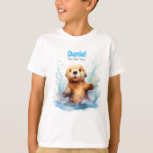 Schattige Baby Zee Otter in Water Splashes Geperso T-shirt (Voorkant)