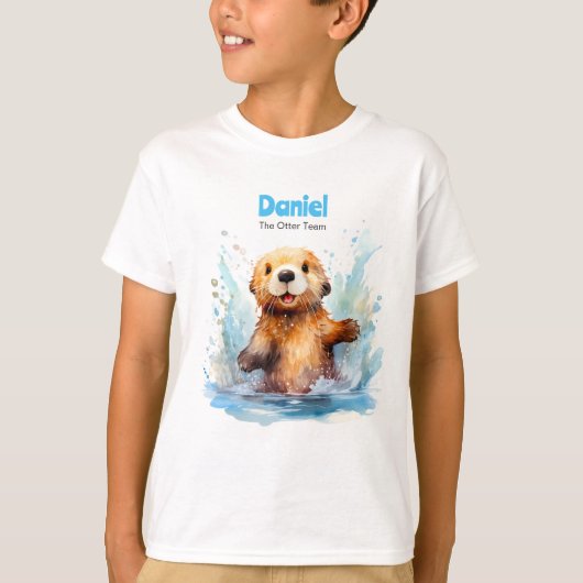 Schattige Baby Zee Otter in Water Splashes Geperso T-shirt (Voorkant)