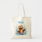Schattige Baby Zee Otter in Water Splashes Geperso Tote Bag (Voorkant)