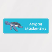 Schattige baby zee schildpad cartoon gepersonalise labels (Design 2)