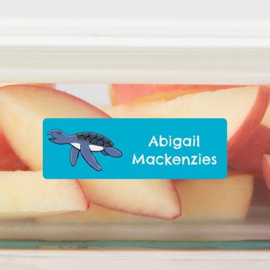 Schattige baby zee schildpad cartoon gepersonalise labels (Aangebracht)
