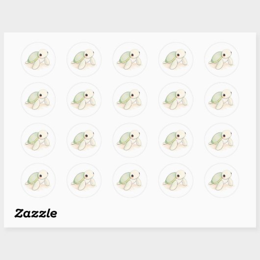 Schattige Baby Zee Schildpad Sticker Waterverf Art (Vel)